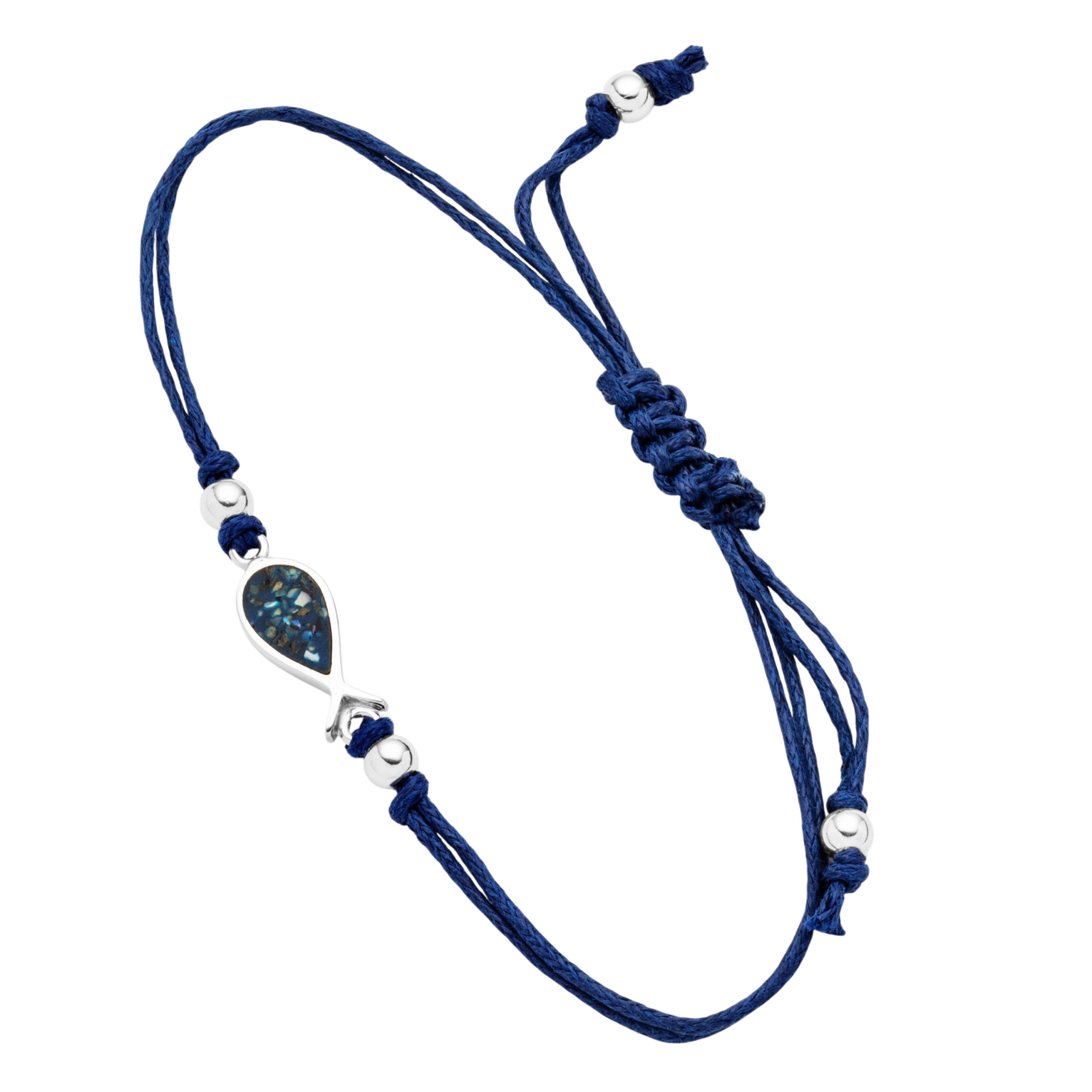 Dur Cotton Armband Fisch Mosaik Seeopal, Silber 925/- 17cm, verlängerbar (A1986)