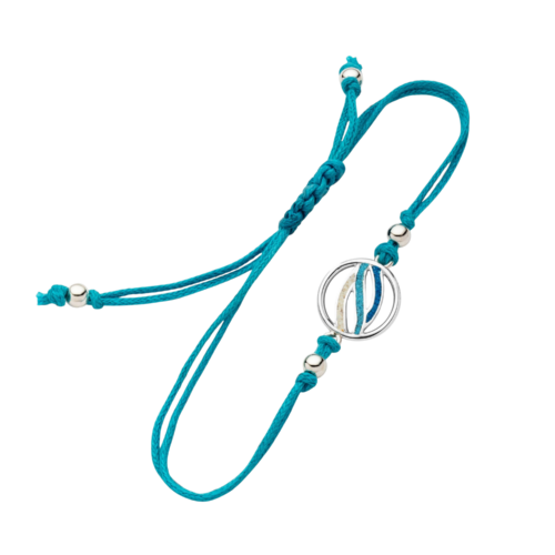 Dur Cotton Armband Ocean Stream Strandsand, blauer Steinsand, Silber 925/- 17cm, verlängerbar (A1994)