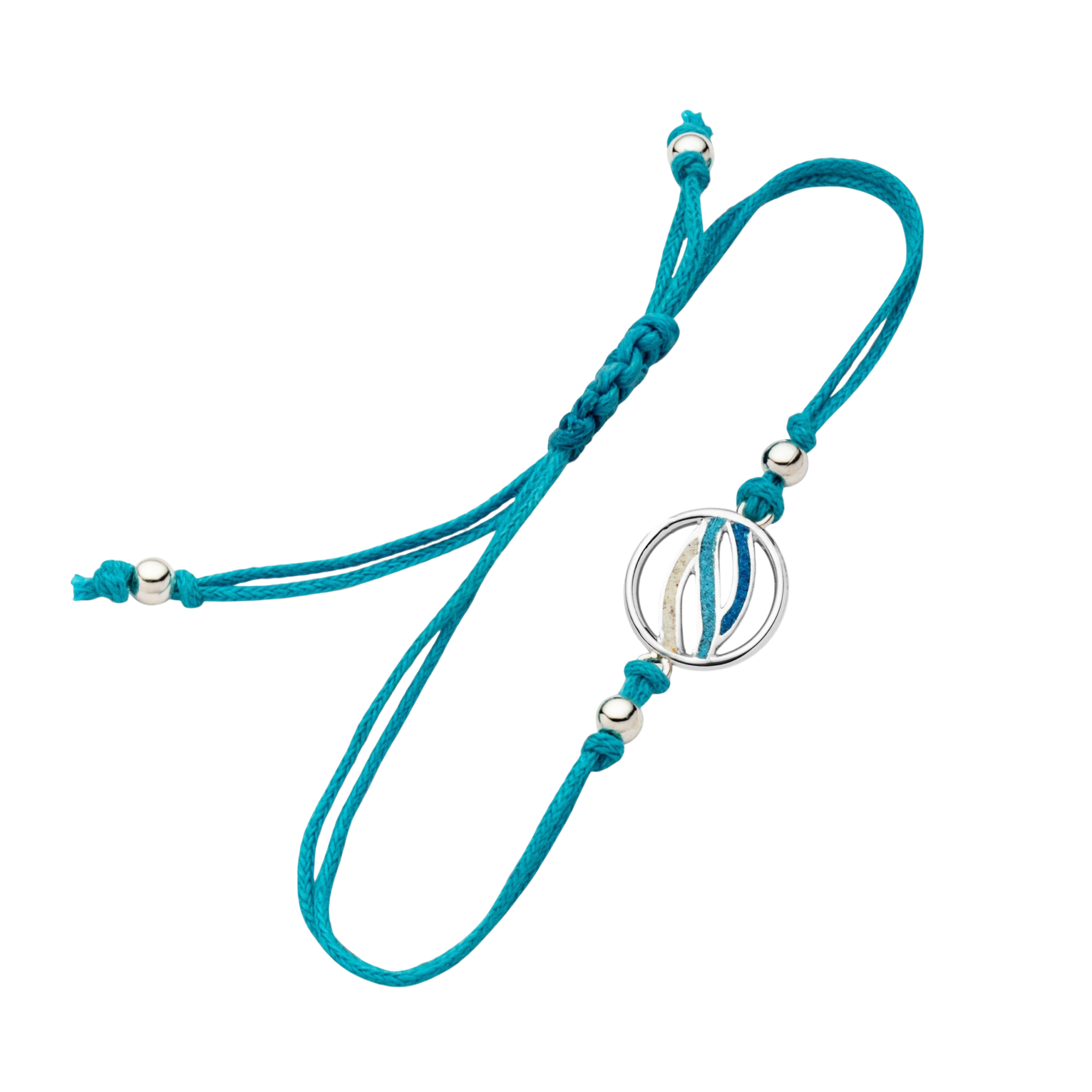 Dur Cotton Armband Ocean Stream Strandsand, blauer Steinsand, Silber 925/- 17cm, verlängerbar (A1994)