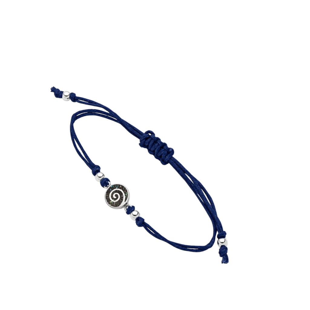 Dur Cotton Armband Spirale Mosaik Seeopal, Silber 925/- 17cm, verlängerbar (A1998)