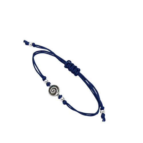 Dur Cotton Armband Spirale Mosaik Seeopal, Silber 925/- 17cm, verlängerbar (A1998)
