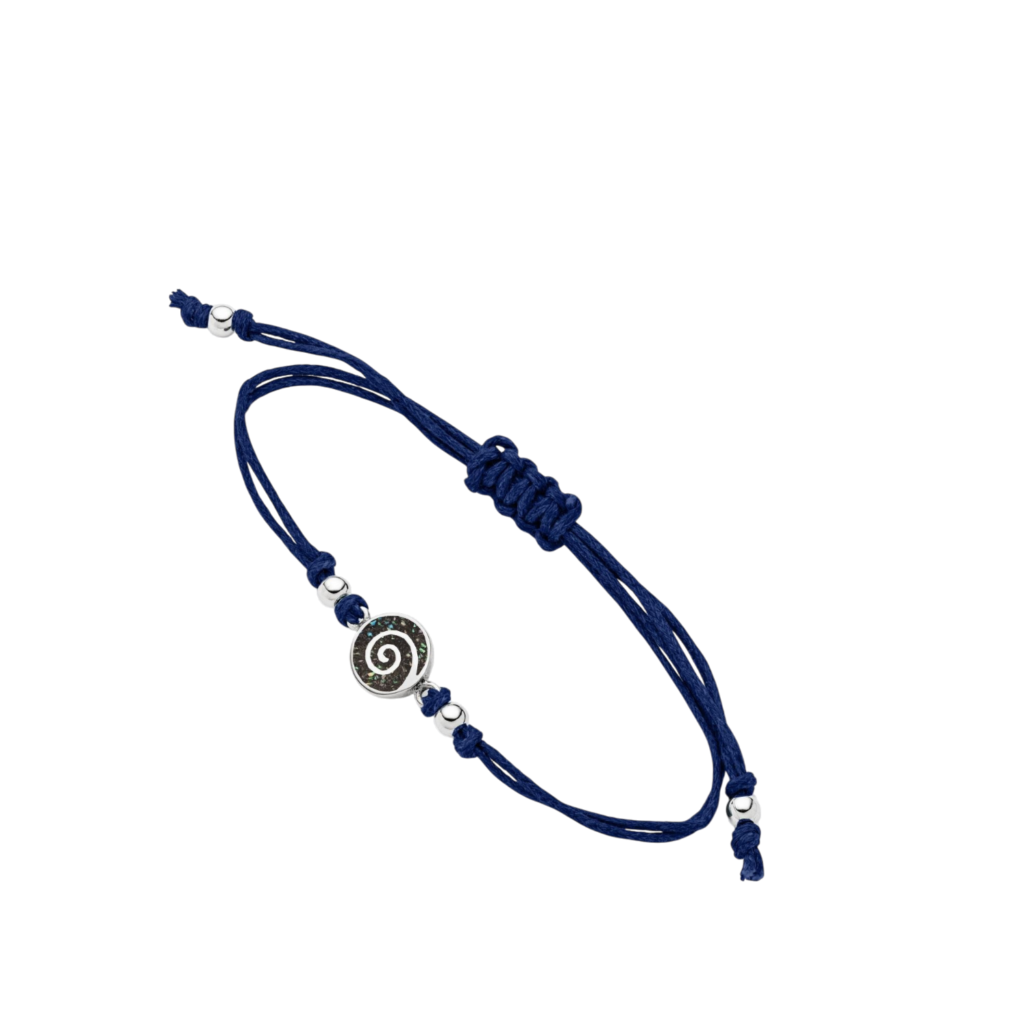 Dur Cotton Armband Spirale Mosaik Seeopal, Silber 925/- 17cm, verlängerbar (A1998)