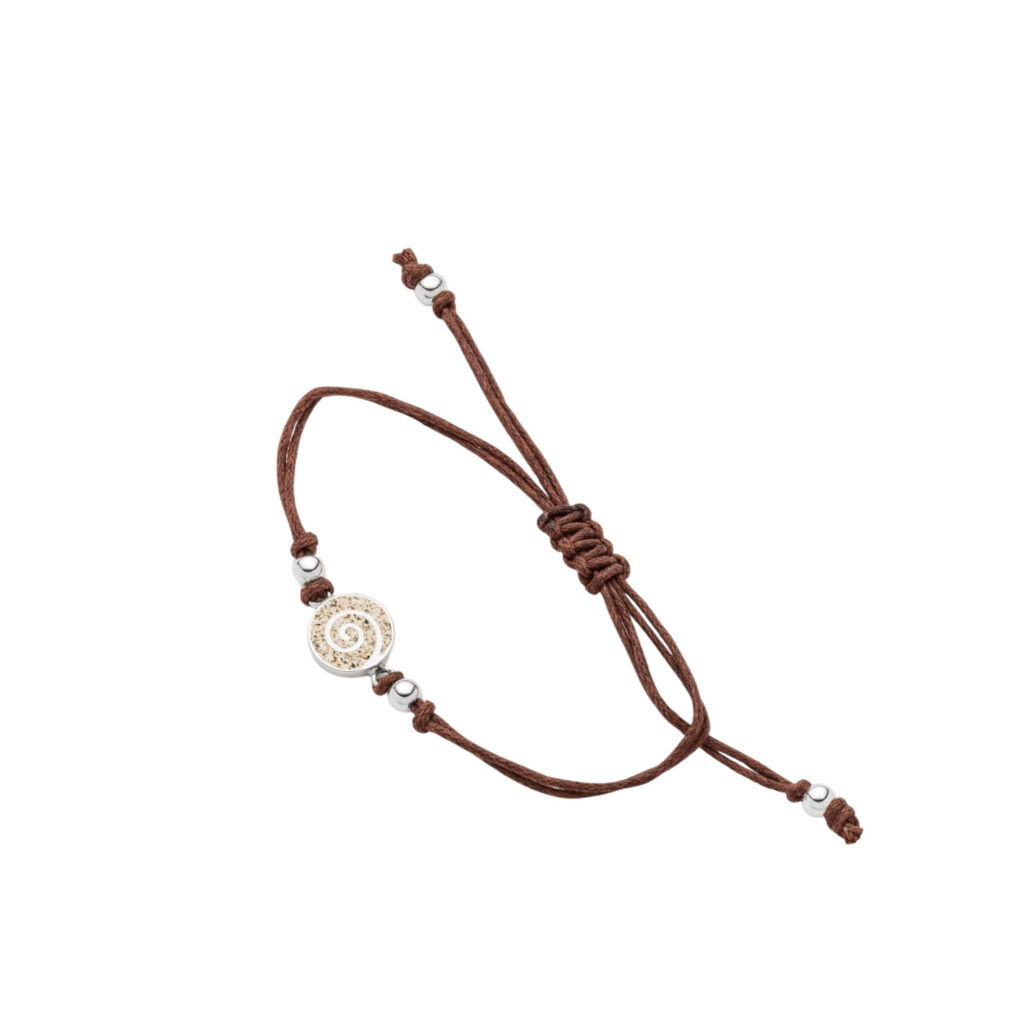 Dur Cotton Armband Spirale Strandsand, Silber 925/- 17cm, verlängerbar (A1999)