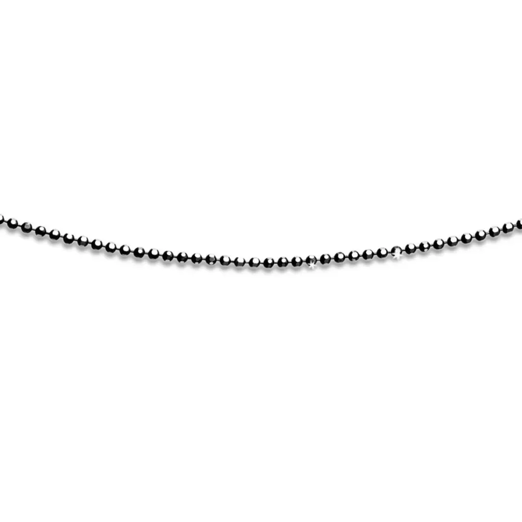 DUR Schmuck geschliffene Kugelkette, Black Rhodium Silber 925/- (K2247)
