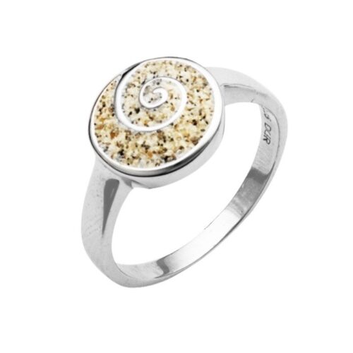 DUR Schmuck Ring SANDSPIRALE , Strandsand, Silber 925/- rhodiniert (R4671) Gr.52