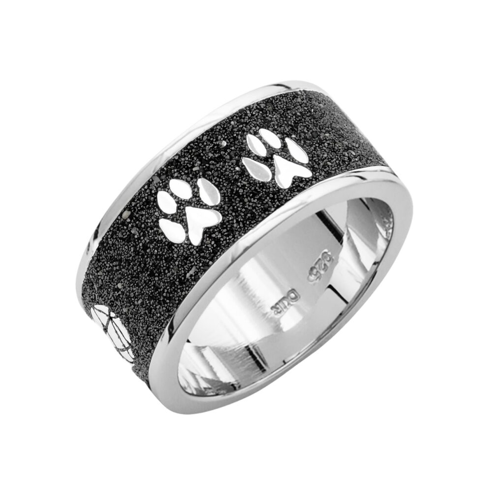 DUR Schmuck Ring LUCKY CAT Sandkatze, Lavasand, Silber 925/- rhodiniert (R4689)