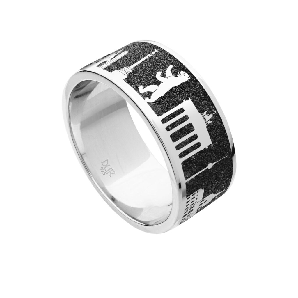 DUR Schmuck Ring BERLIN Nachtring Lavasand Silber 925/- rhodiniert (R4779)