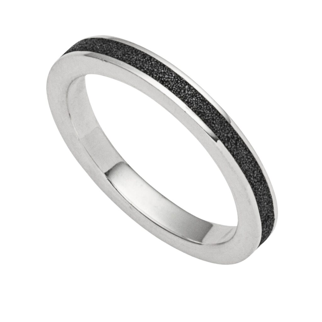 DUR Schmuck Ring MARINA BLACK Lavasand, Silber 925/- rhodiniert (R4837)