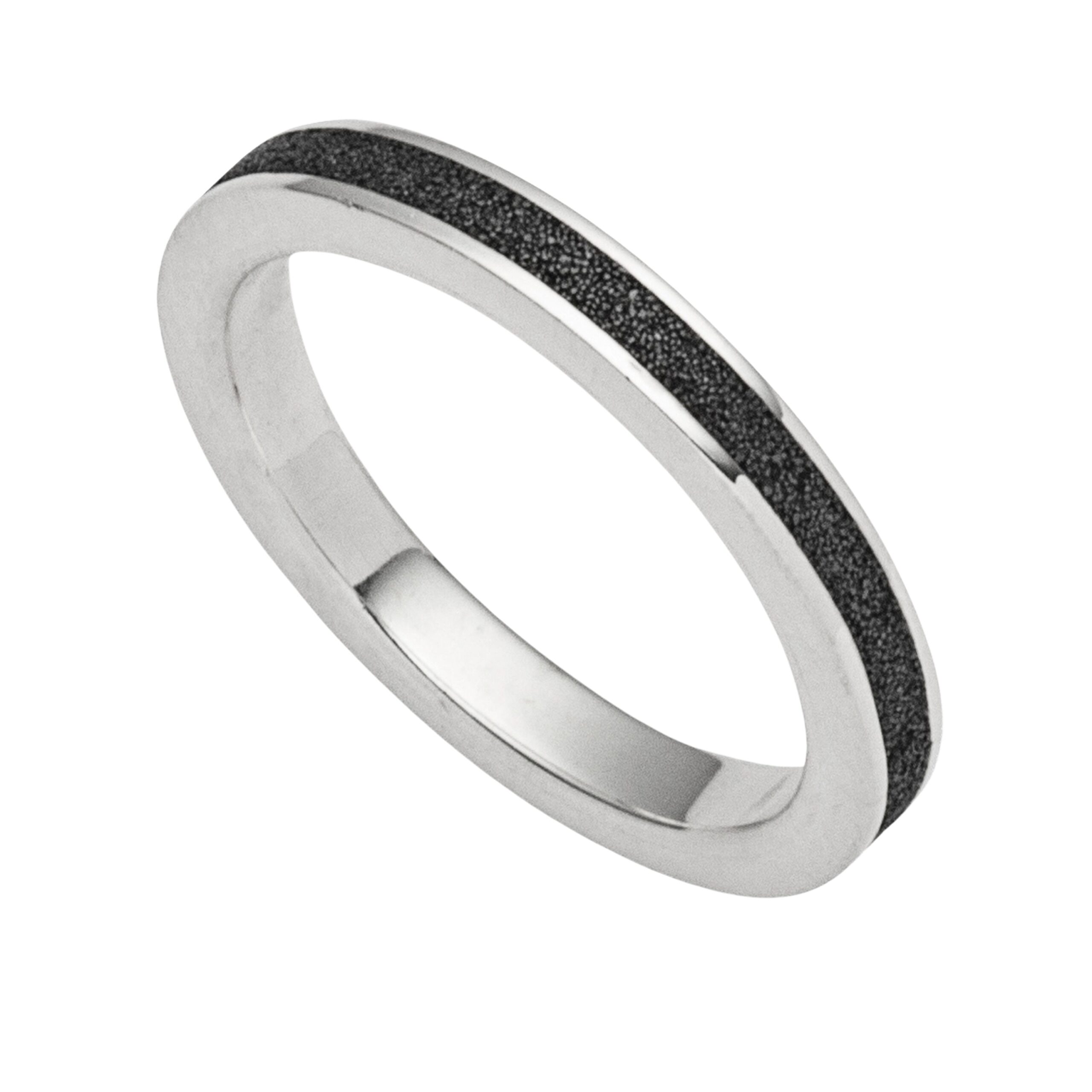 DUR Schmuck Ring MARINA BLACK Lavasand, Silber 925/- rhodiniert (R4837)