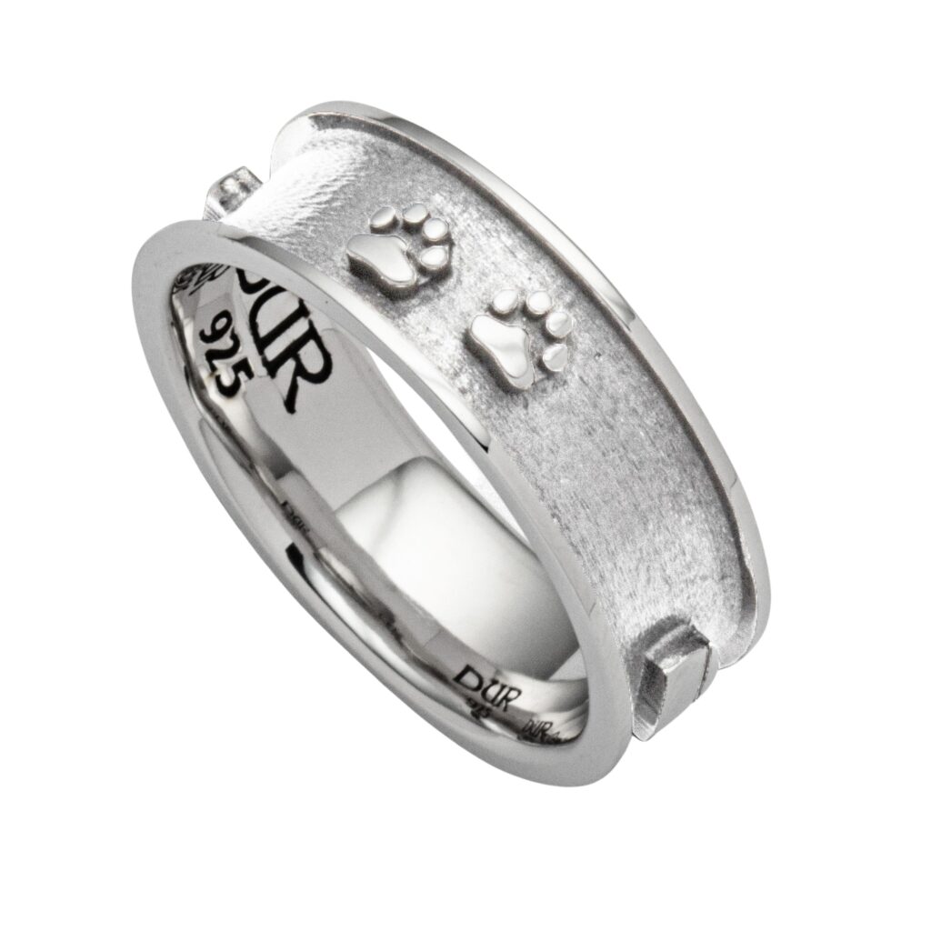 DUR Schmuck Ring LUCKY DOG 2.0 sandlos, Silber 925/- rhodiniert, 7mm (R5630)