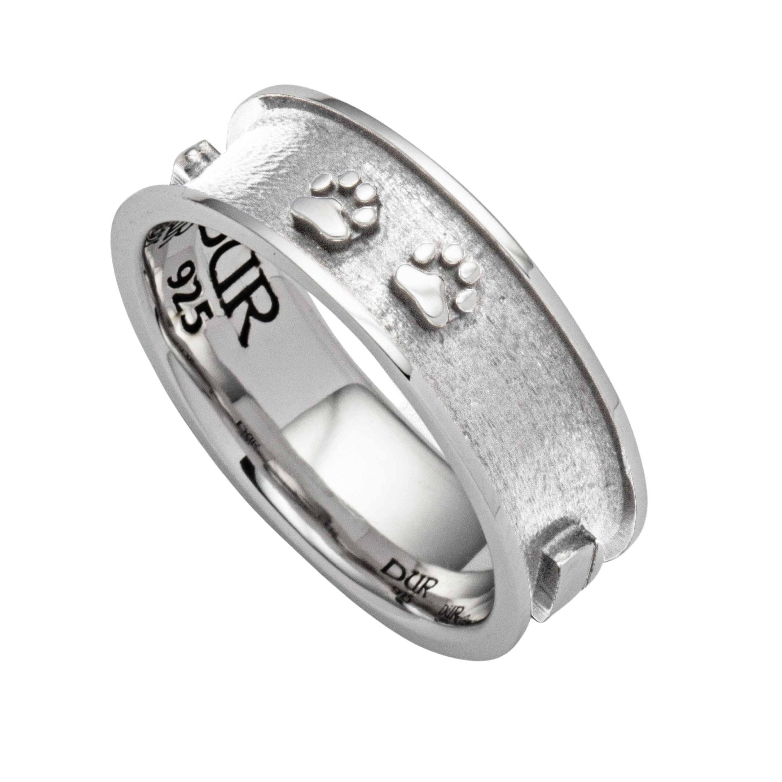 DUR Schmuck Ring LUCKY DOG 2.0 sandlos, Silber 925/- rhodiniert, 7mm (R5630)
