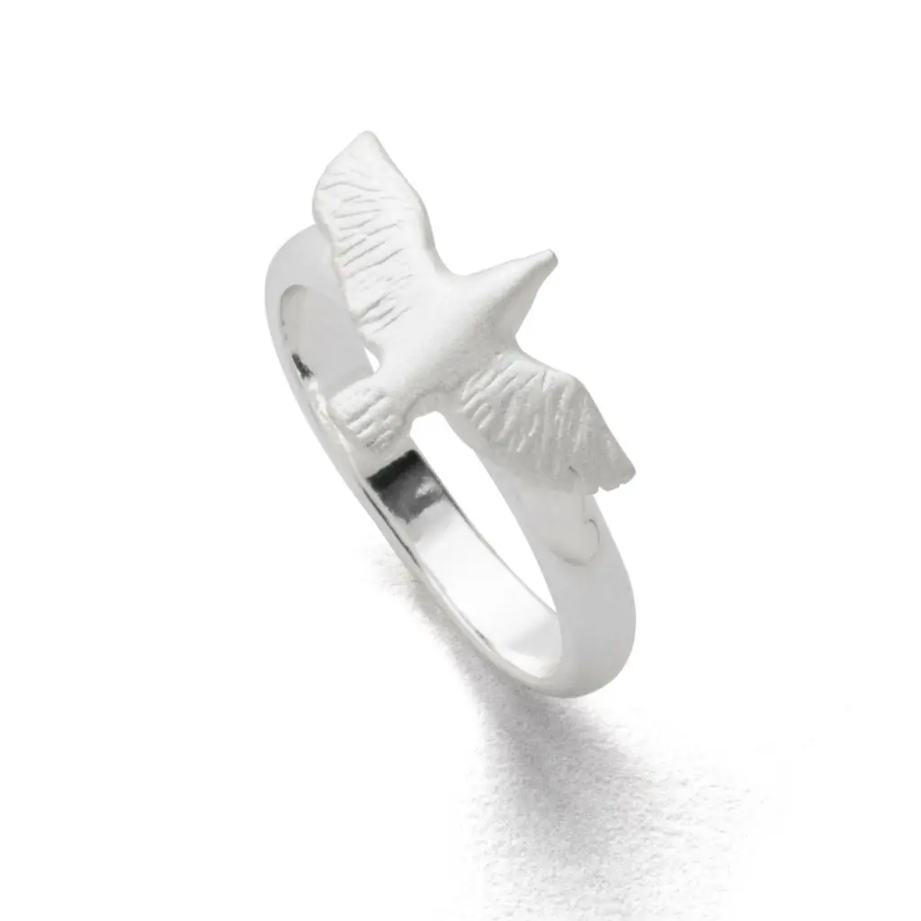 DUR Schmuck zierlicher Ring MÖWE Silber 925/- mattiert ( R5690)