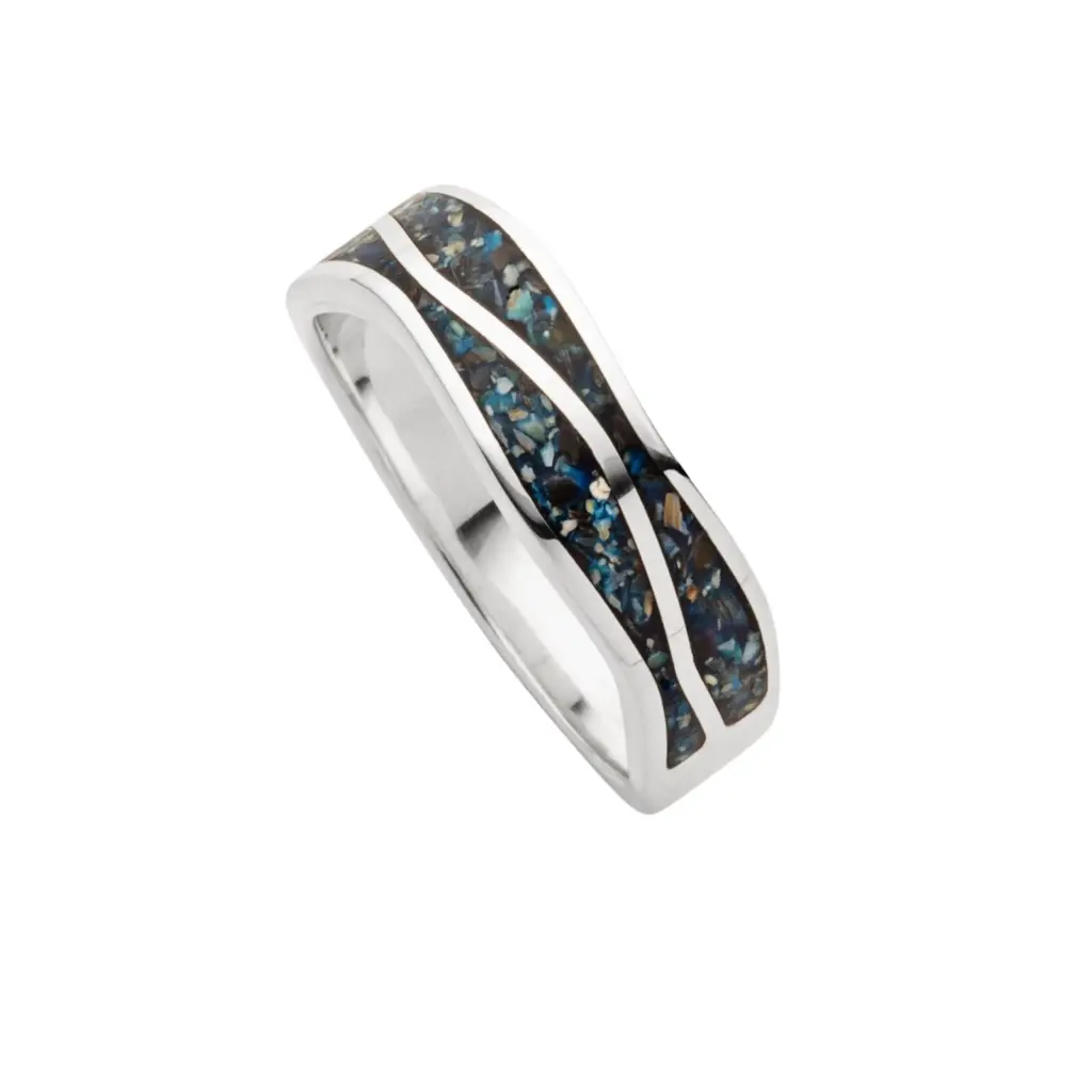 DUR Schmuck Ring WELLE Mosaik Seeopal, Silber 925/- rhod. (R5854) Gr. 64