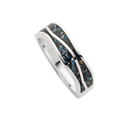 DUR Schmuck Ring WELLE Mosaik Seeopal, Silber 925/- rhod. (R5854) Gr. 64