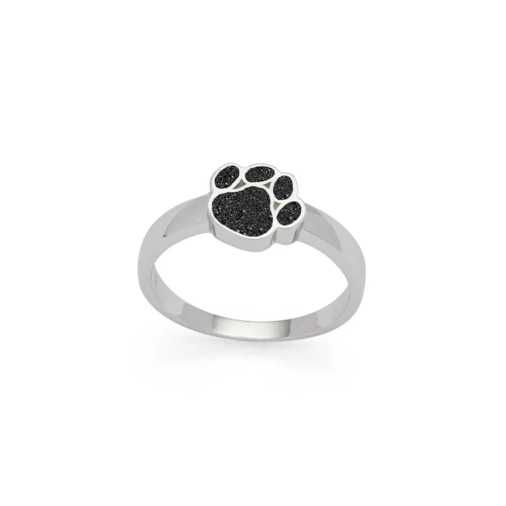 DUR Schmuck Ring PFOTE Lavasand, Silber 925/- rhodiniert (R5610) Hundepfote