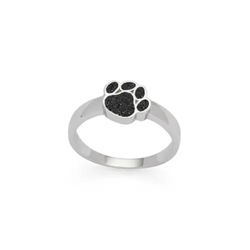 DUR Schmuck Ring PFOTE Lavasand, Silber 925/- rhodiniert (R5610) Hundepfote
