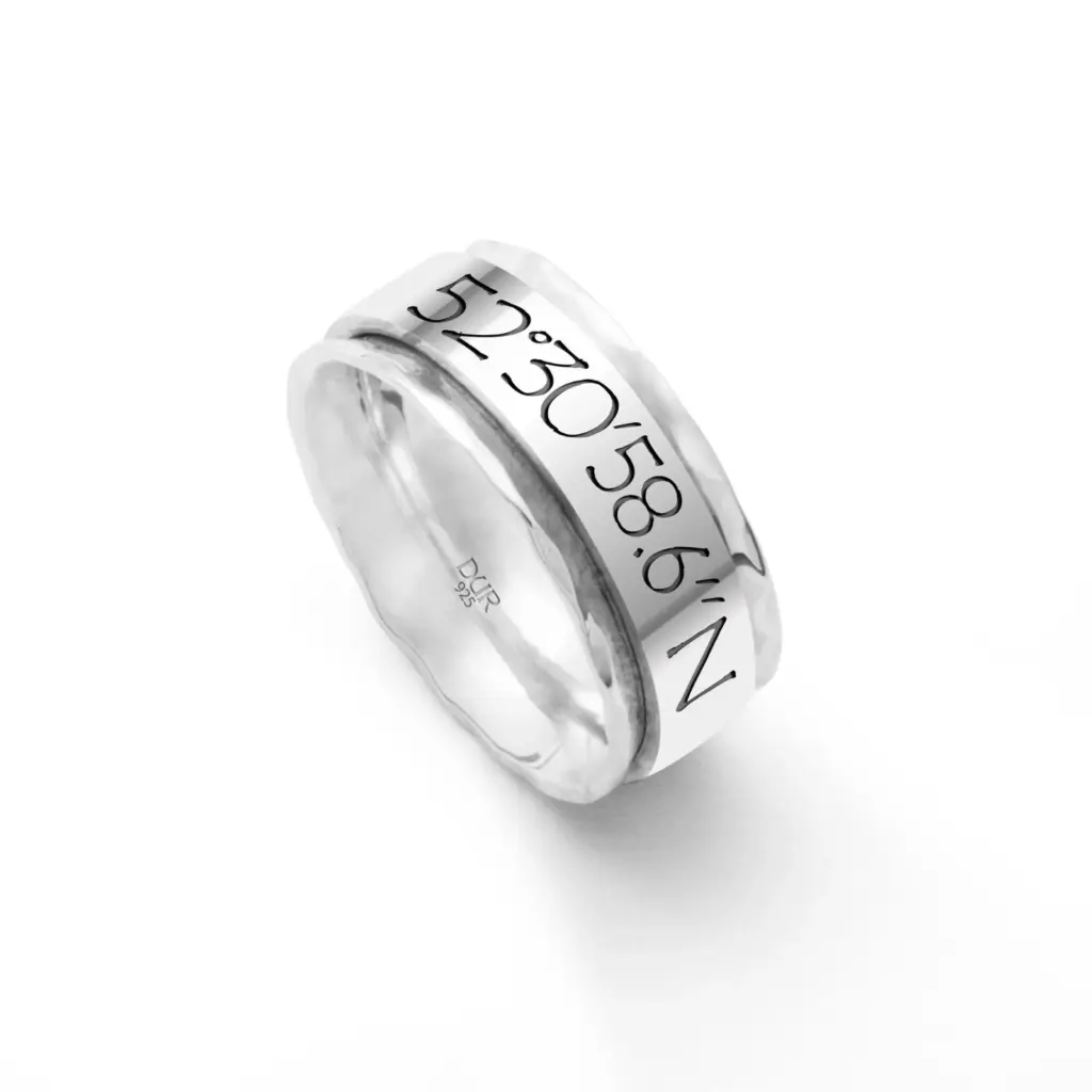 DUR Schmuck KOORDINATENRING BERLIN Silber 925/- (R5146)