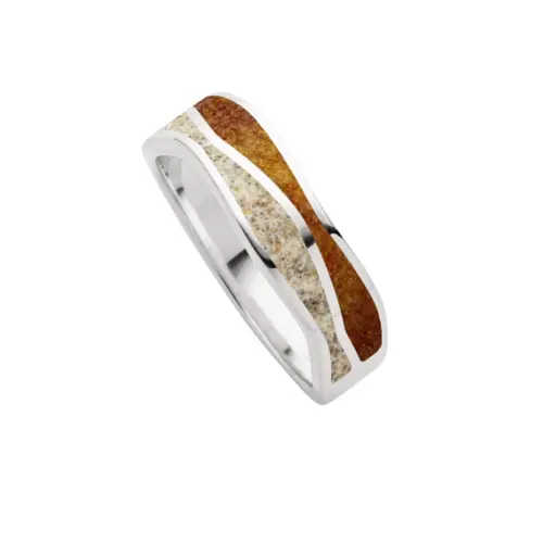 DUR Schmuck Ring WELLE Strandsand/Bernsteinsand, Silber 925/- rhod. (R5846)