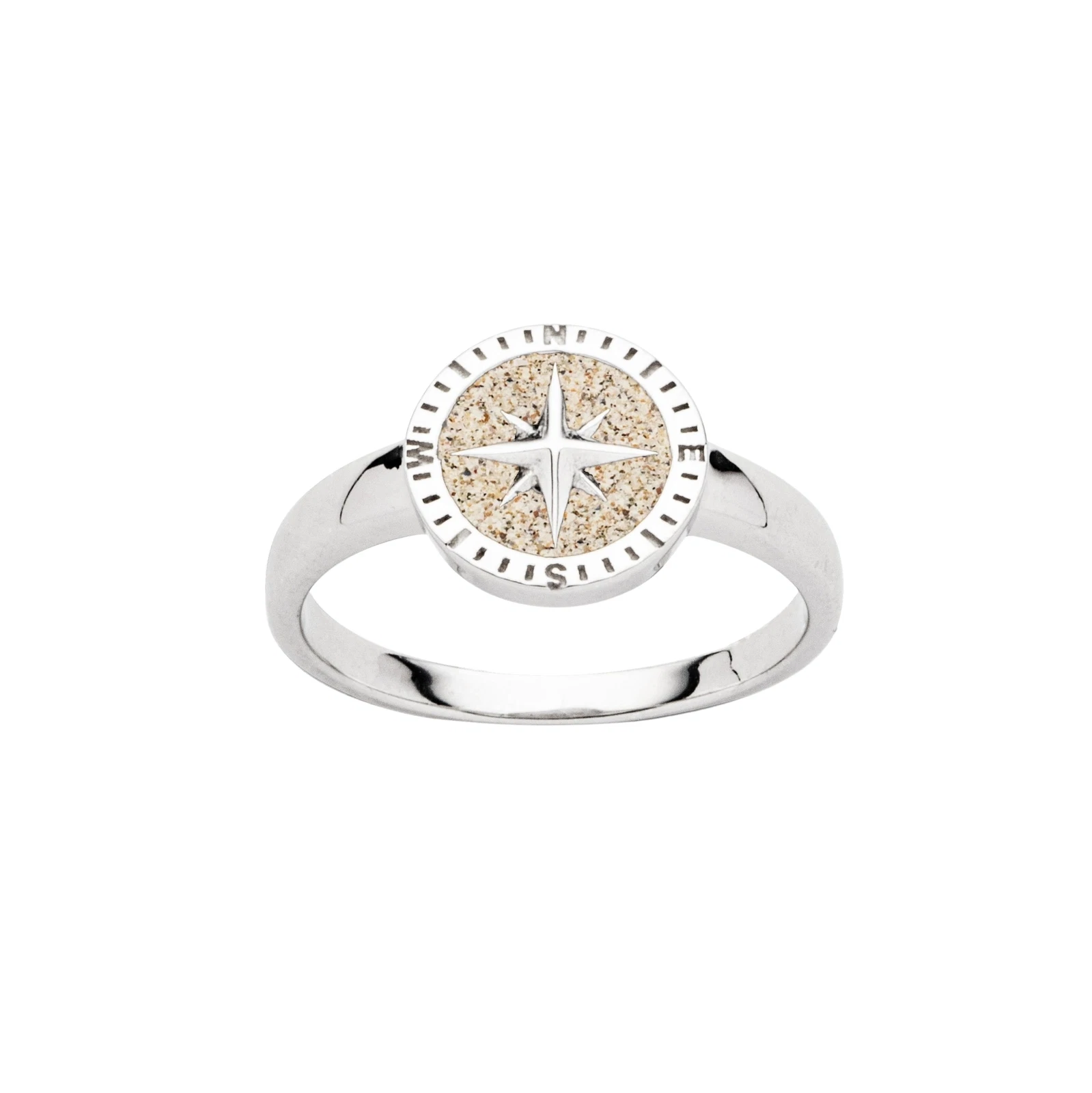 DUR Schmuck Ring KOMPASSROSE 2.0 Strandsand Silber 925/- rhodiniert (R5970) – Bild 1