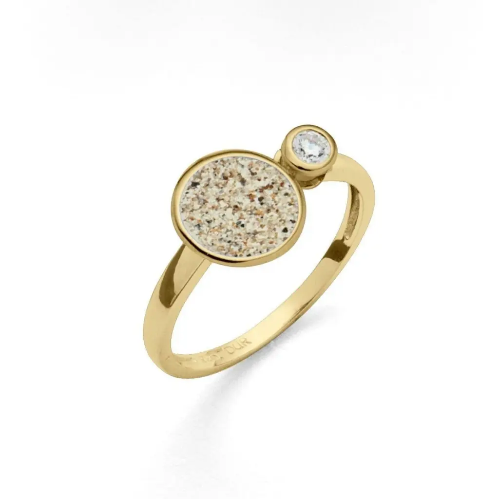 DUR Schmuck Ring POLARSTERN Strandsand, Zirkonia Silber 925/- vergoldet (R5278) Gr.56