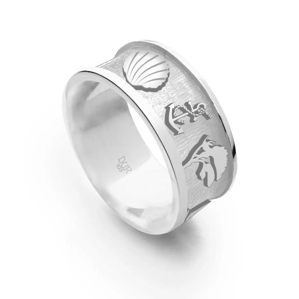 DUR Schmuck Unisex Ring OSTSEE 2.0 sandlos hell, Silber 925/- rhodiniert (R5643)