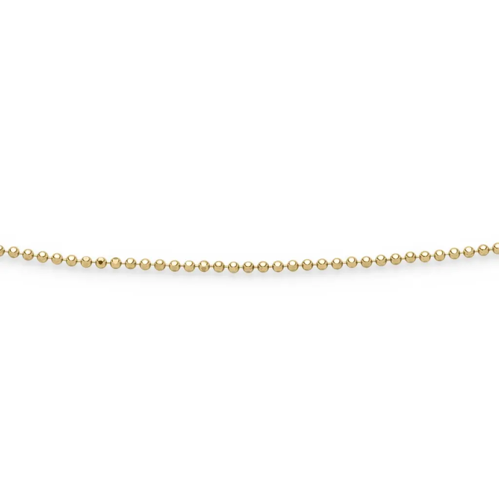 DUR Schmuck geschliffene Kugelkette 1,5mm Silber 925/- gelb vergoldet (K3038)