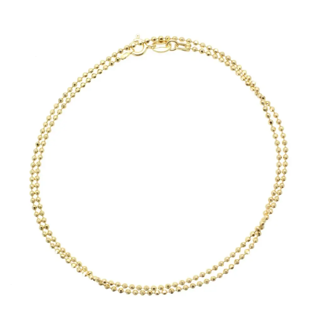 DUR Schmuck geschliffene Kugelkette Silber 925/- vergoldet (K2190)
