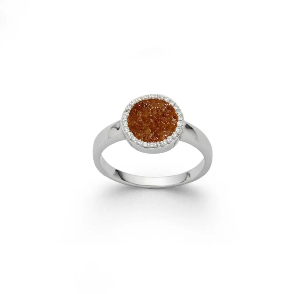 DUR Schmuck Ring WASSERFLIMMERN Bernstein,26 Zirkonia, Silber 925/- rhod (R5631)