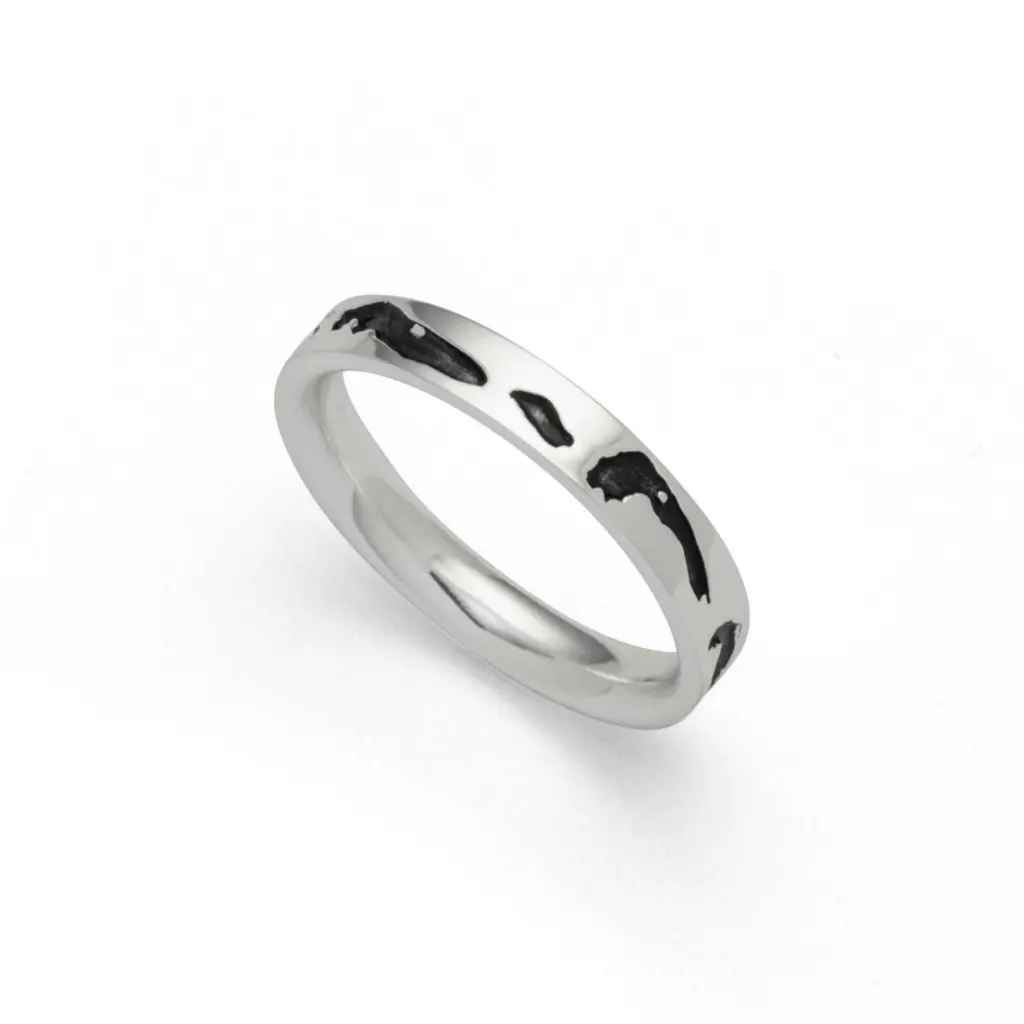 DUR Schmuck Ring NORDSEE Silber 925/- oxidiert, leicht bombiert (R5607) Gr.58