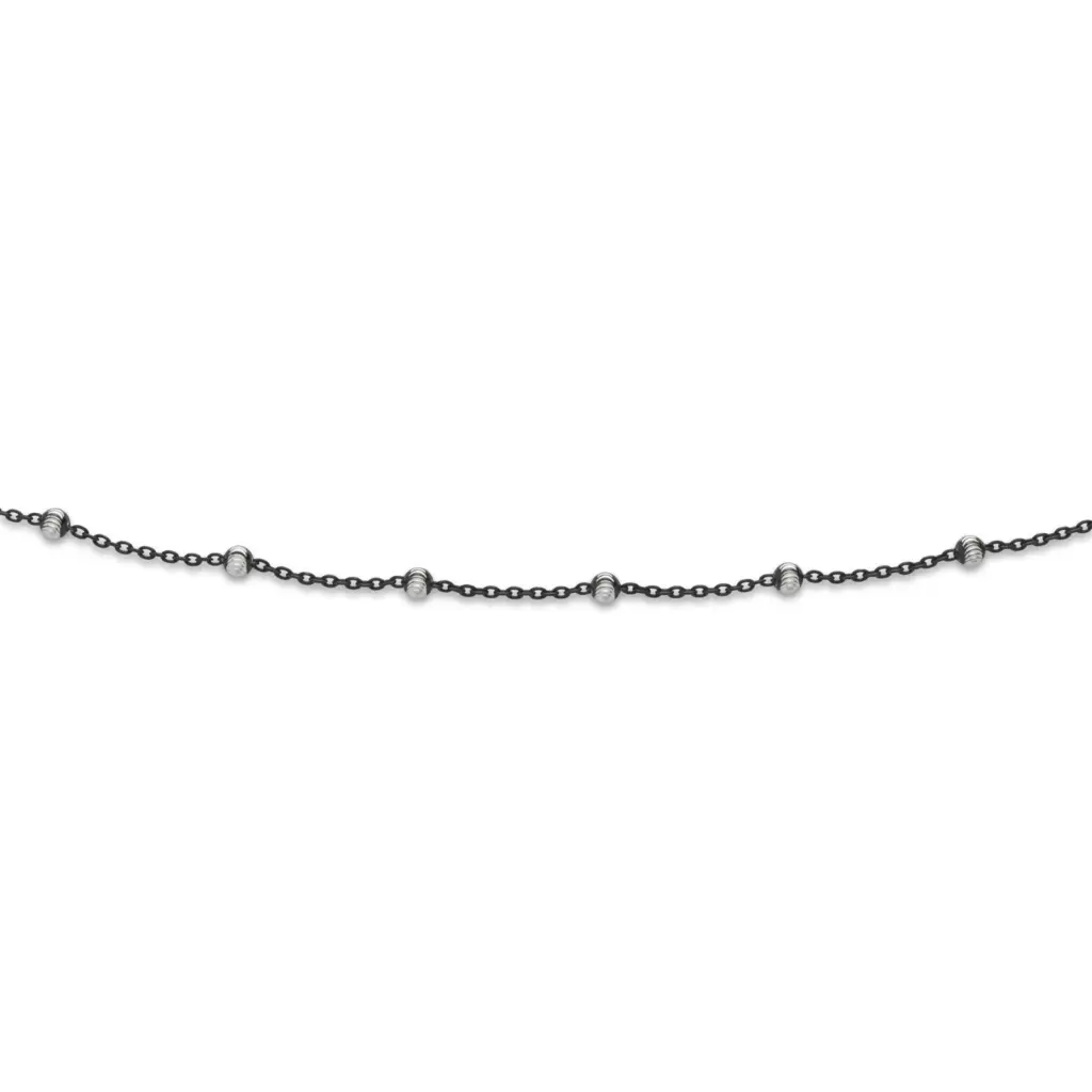 DUR Schmuck Ankerkette schwarz mit Silberkugeln aus Silber 925/- (K2474)