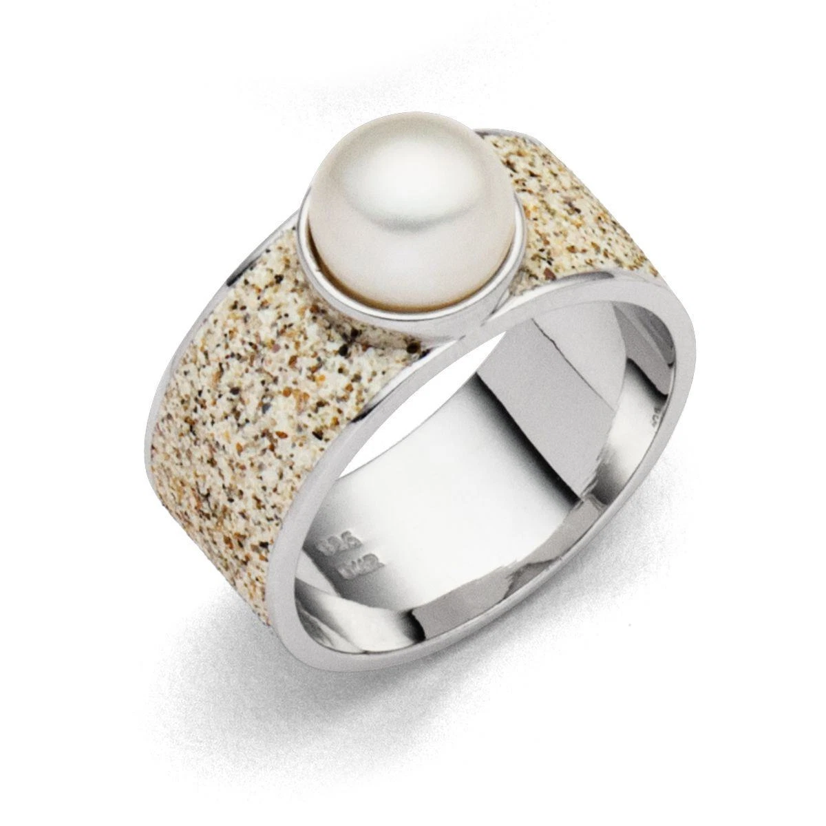 DUR Schmuck Ring STRANDPERLE Strandsand, Silber 925/- rhodiniert (R4924) – Bild 1