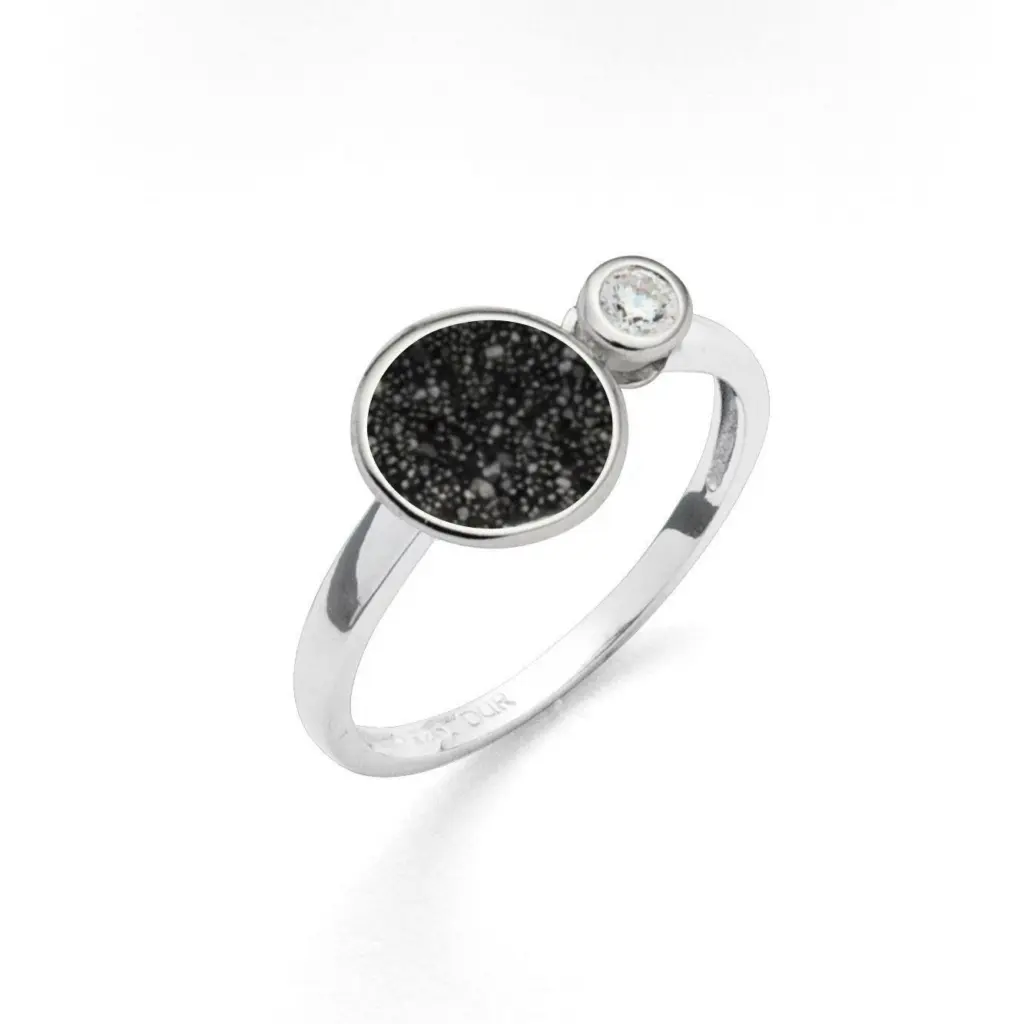 DUR Schmuck Ring POLARSTERN Lavasand, Zirkonia Silber 925/- rhodiniert (R5280)