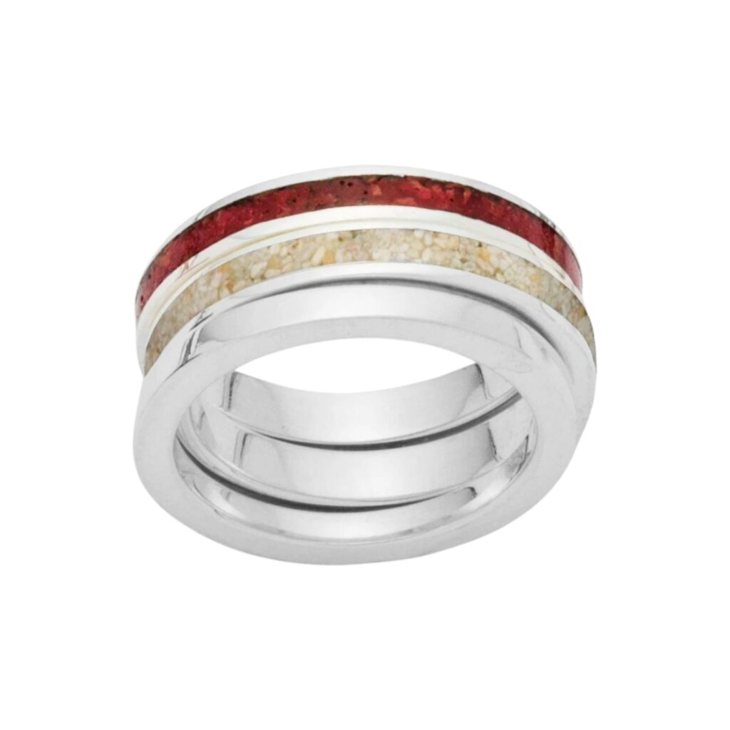DUR Schmuck Ring MARINA II Strandsand, Koralle, Silber 925/- rhodiniert (R5411) Gr.54