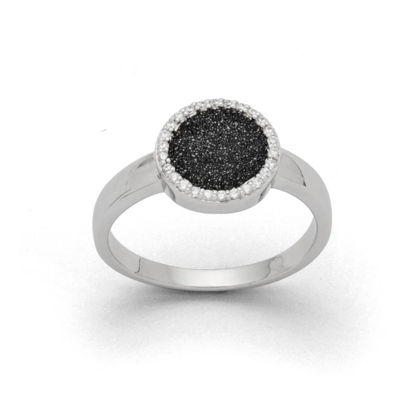 DUR Schmuck Ring WASSERFLIMMERN Lavasand, 26 Zirkonia, Silber 925/- rhod (R5159) – Bild 1