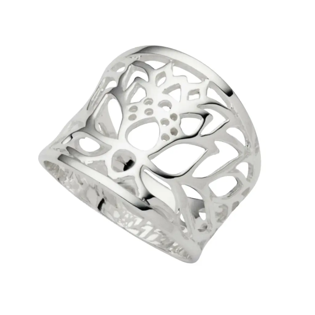 DUR Schmuck breiter Ring LOTUS Silber 925/- Größe 54 (R4903)