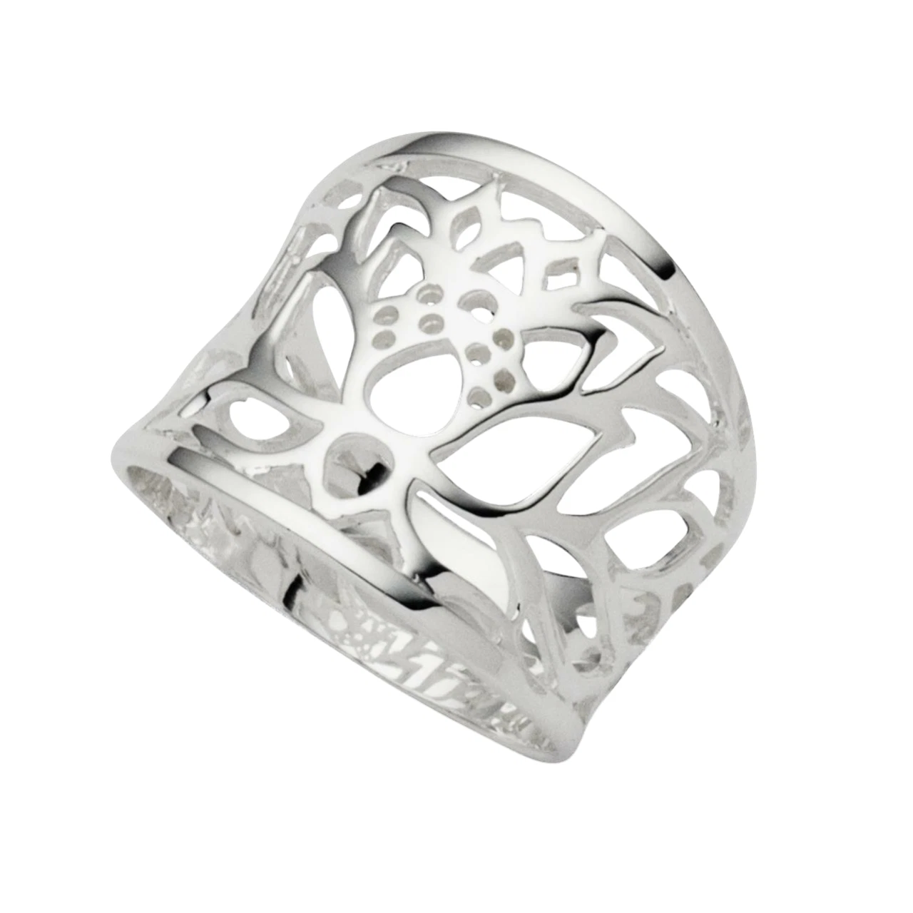 DUR Schmuck breiter Ring LOTUS Silber 925/- Größe 54 (R4903) – Bild 1