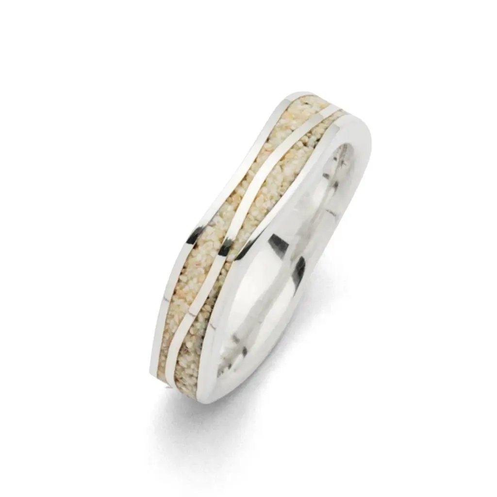 DUR Schmuck Ring mit Strandsand, Silber 925/- rhodiniert (R5108)