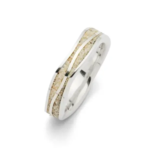 DUR Schmuck Ring mit Strandsand, Silber 925/- rhodiniert (R5108)