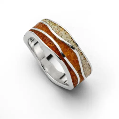 DUR Schmuck Ring Bernstein, Strandsand, Silber 925/- rhod. (R5407) Gr.68