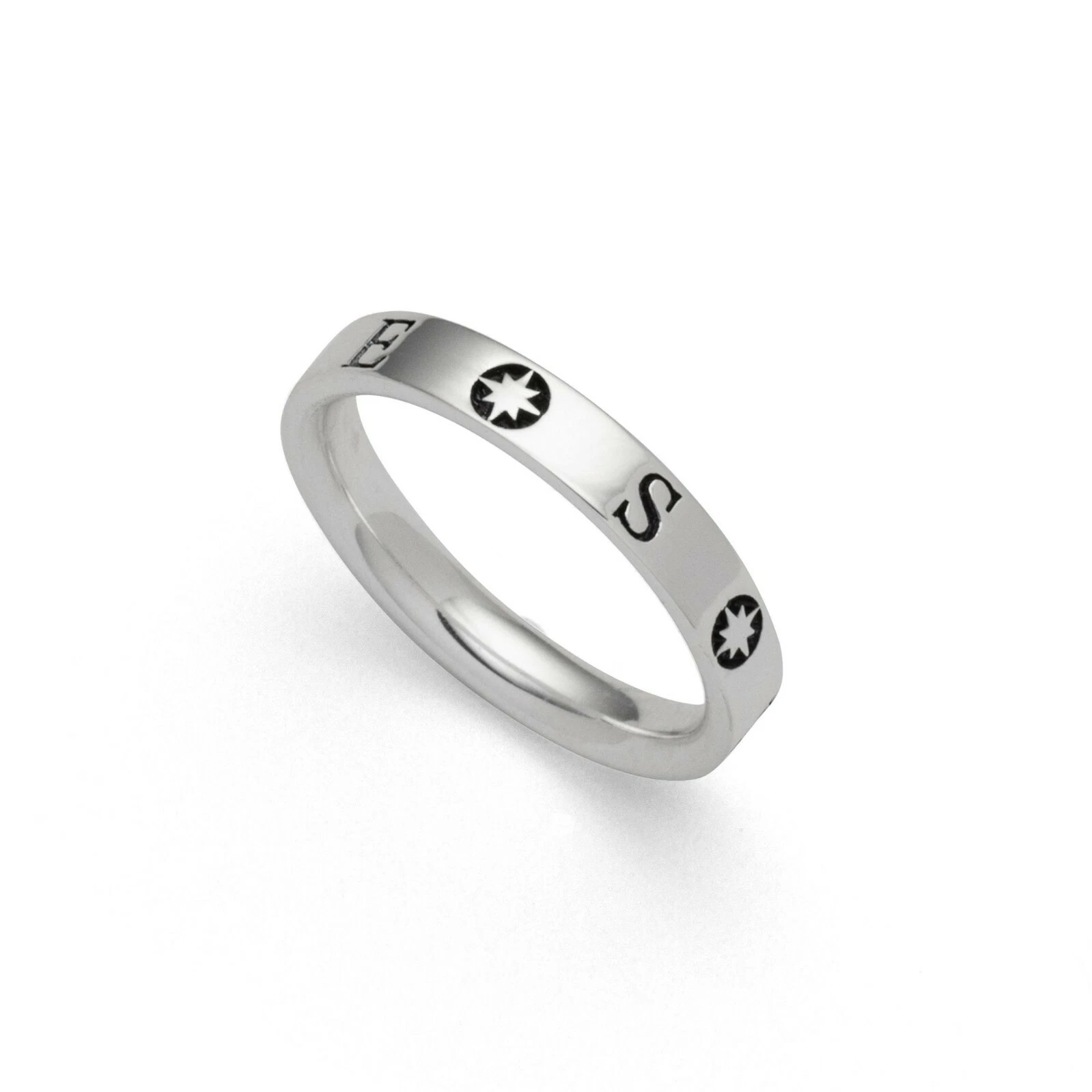 DUR Schmuck Ring KOMPASS Silber 925/- oxidiert, leicht bombiert (R5606) – Bild 1