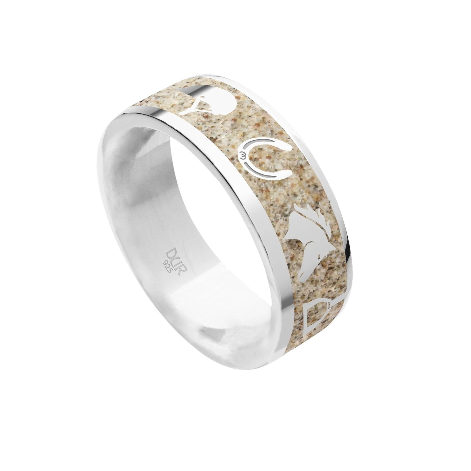 DUR Schmuck Ring PFERDEGLÜCK Strandsand Silber 925/- rhodiniert, 7mm (R5962) – Bild 1