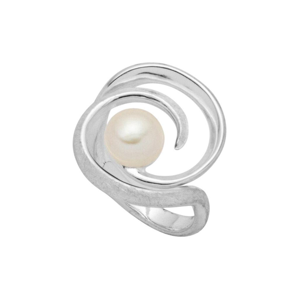DUR Schmuck Ring WINDBRAUT Perle, Silber 925/- anlaufgeschützt (R5409)