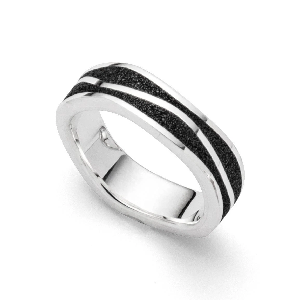 DUR Schmuck UNISEX Ring WELLEN, Lavasand, Silber 925/- rhodiniert (R5219) – Bild 1