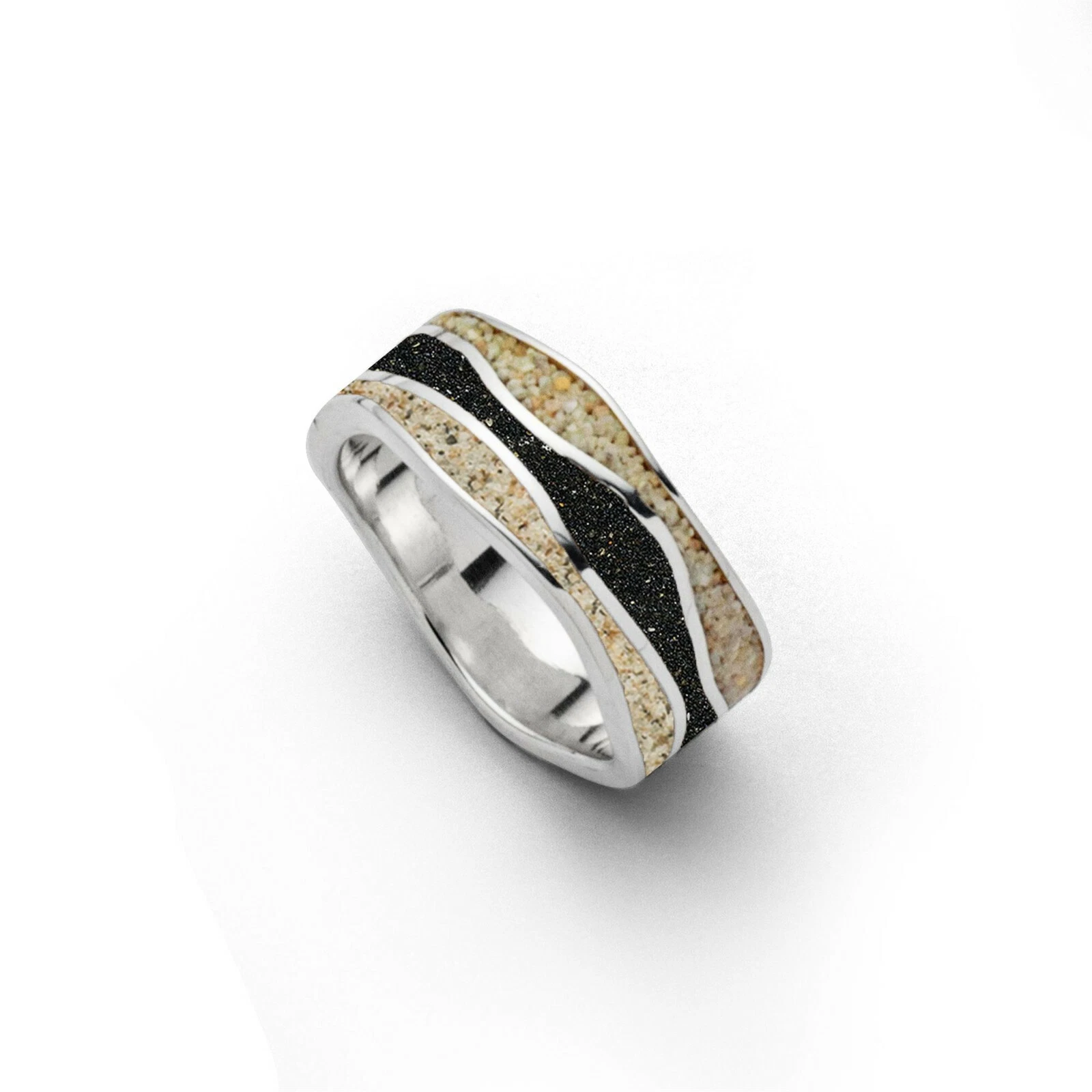 DUR Schmuck Ring mit Strandsand & Lavasand, Silber 925/-rhodiniert (R5594) – Bild 2