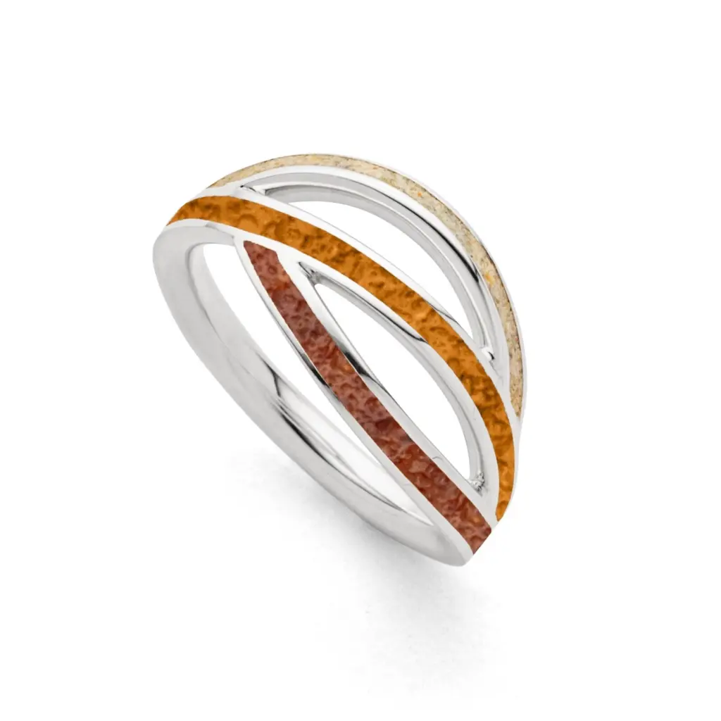DUR Schmuck Ring OCEAN STREAM Strandsand/Bernsteinsand, Silber 925/- rhod. R5857 Gr.56