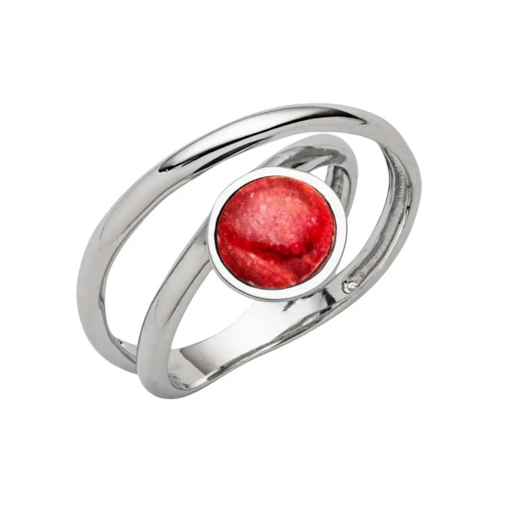 DUR Schmuck Ring mit Koralle Silber 925/- rhodiniert (R5877)