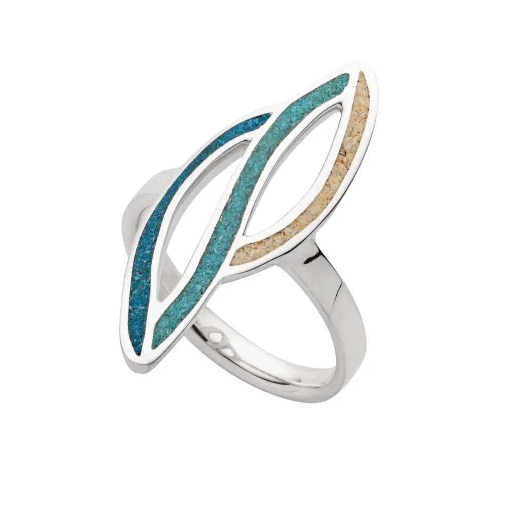 DUR Schmuck Ring OCEAN STREAM 2 Stein-/Strandsand, Silber 925/- rhodiniert (R5856)