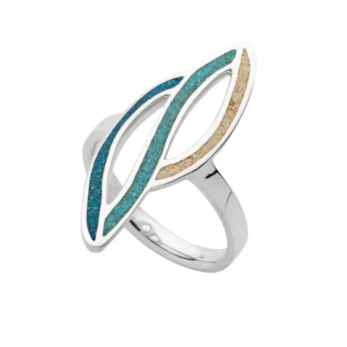 DUR Schmuck Ring OCEAN STREAM 2 Stein-/Strandsand, Silber 925/- rhodiniert (R5856)