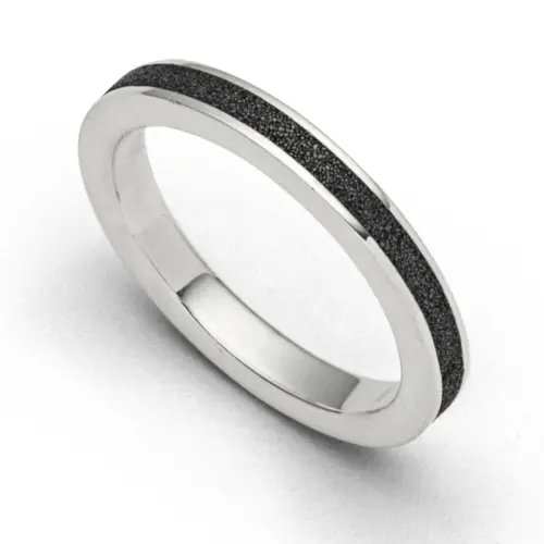 DUR Schmuck Ring MARINA BLACK Lavasand, Silber 925/- rhodiniert (R4837)