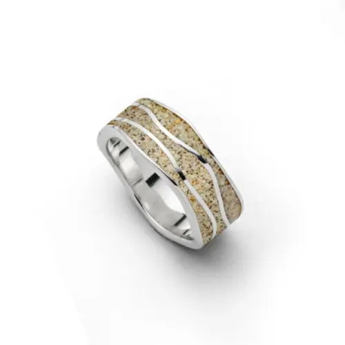 DUR Schmuck Ring STRANDWELLEN Strandsand, Silber 925/- rhodiniert (R5593)
